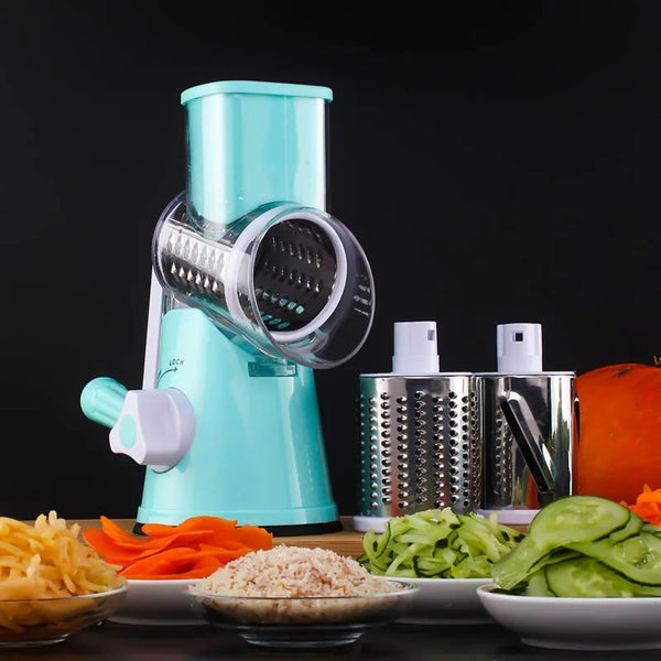 3 in 1 Rotary Vegetables Mandoline/Cutter - Manual Tabletop Drum Cutter Hover Image
